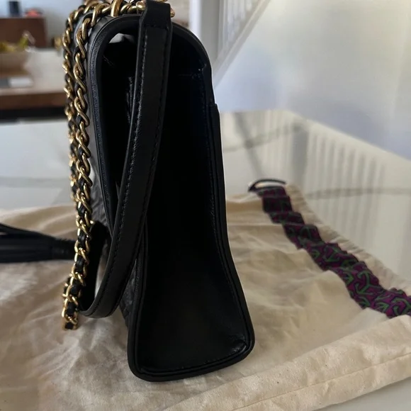 Tory Burch Fleming Large Convertible Bag Black Quilted Leather w/ Dust Bag - Picture 5 of 13